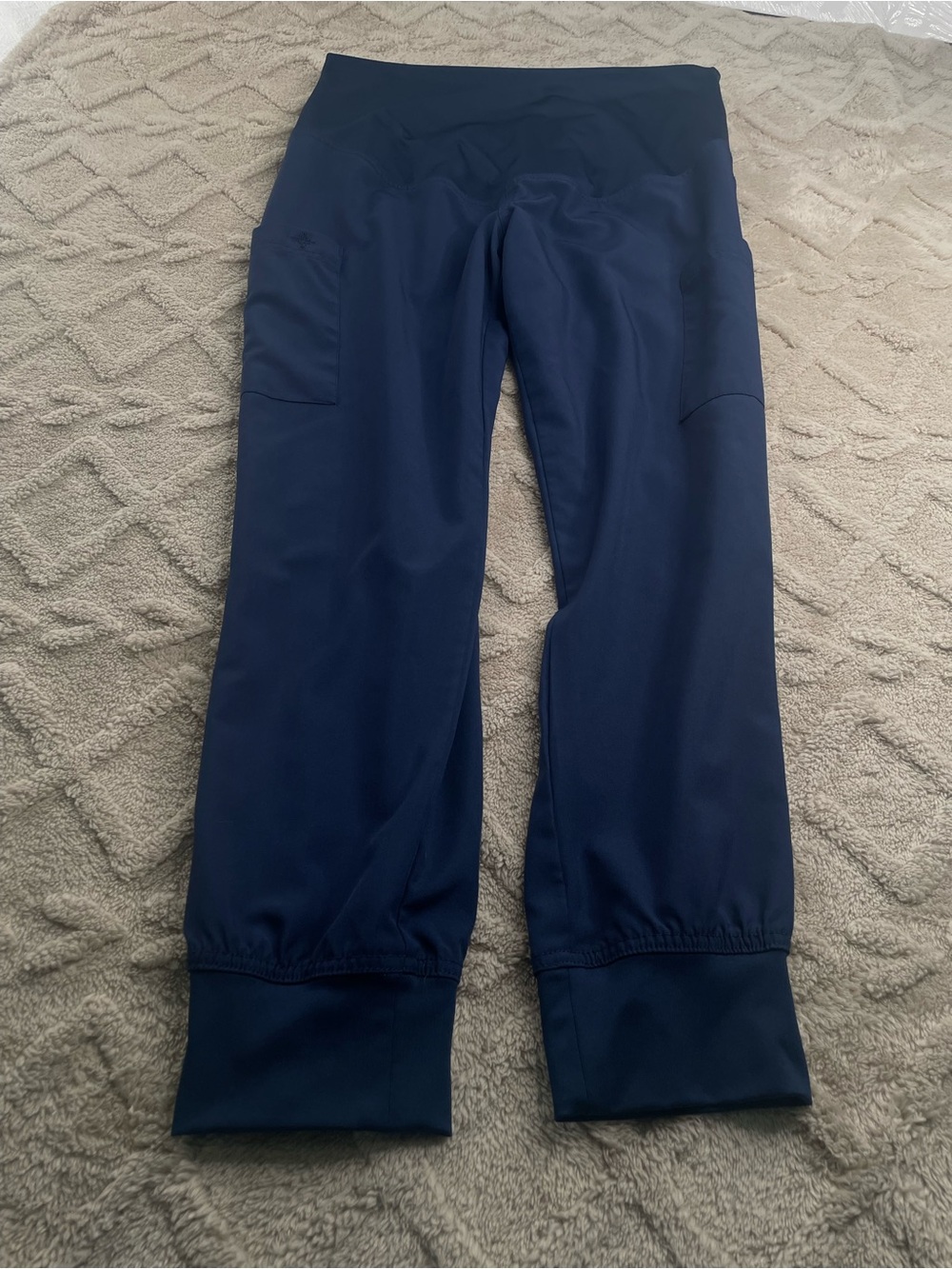 Med Couture Navy Maternity Jogger Scrub Pants w/ Full Panel Sz Small Medical